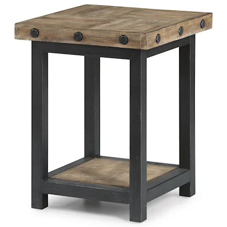 Chair Side Table with Square Reclaimed Wood Top